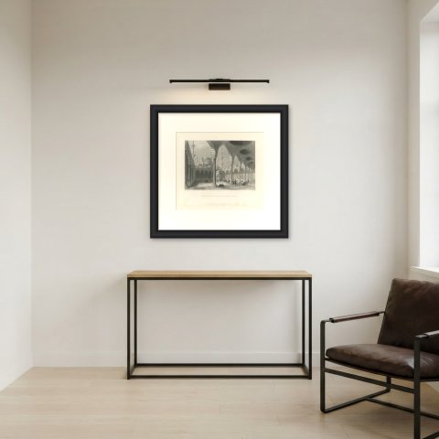 Blue Mosque Courtyard, Istanbul after W.H. Bartlett, Engraving, circa 1838, shown framed in a room, true to size