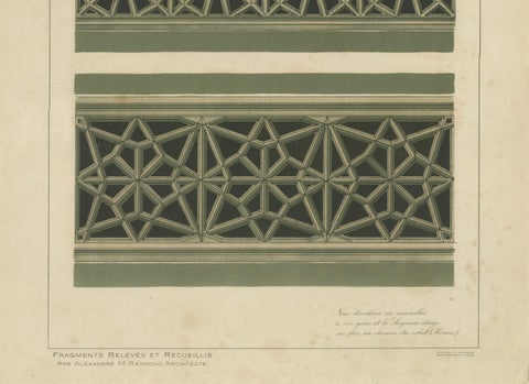 Antique Ottoman Geometric Balustrades Print, İznik Green Mosque, Raymond, 1924, close-up 3