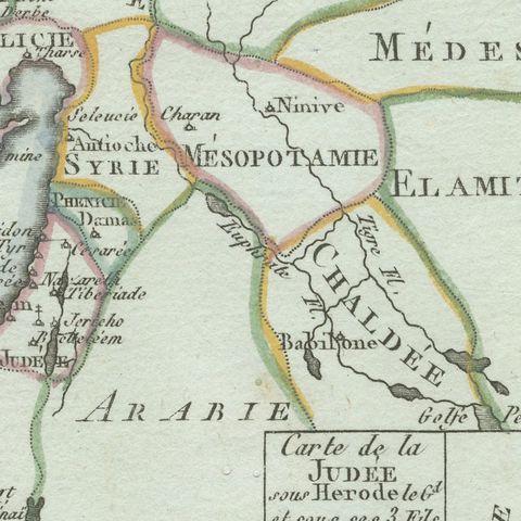 Antique New Testament Map with Plan of Jerusalem after Bonne, circa 1770, close-up 5