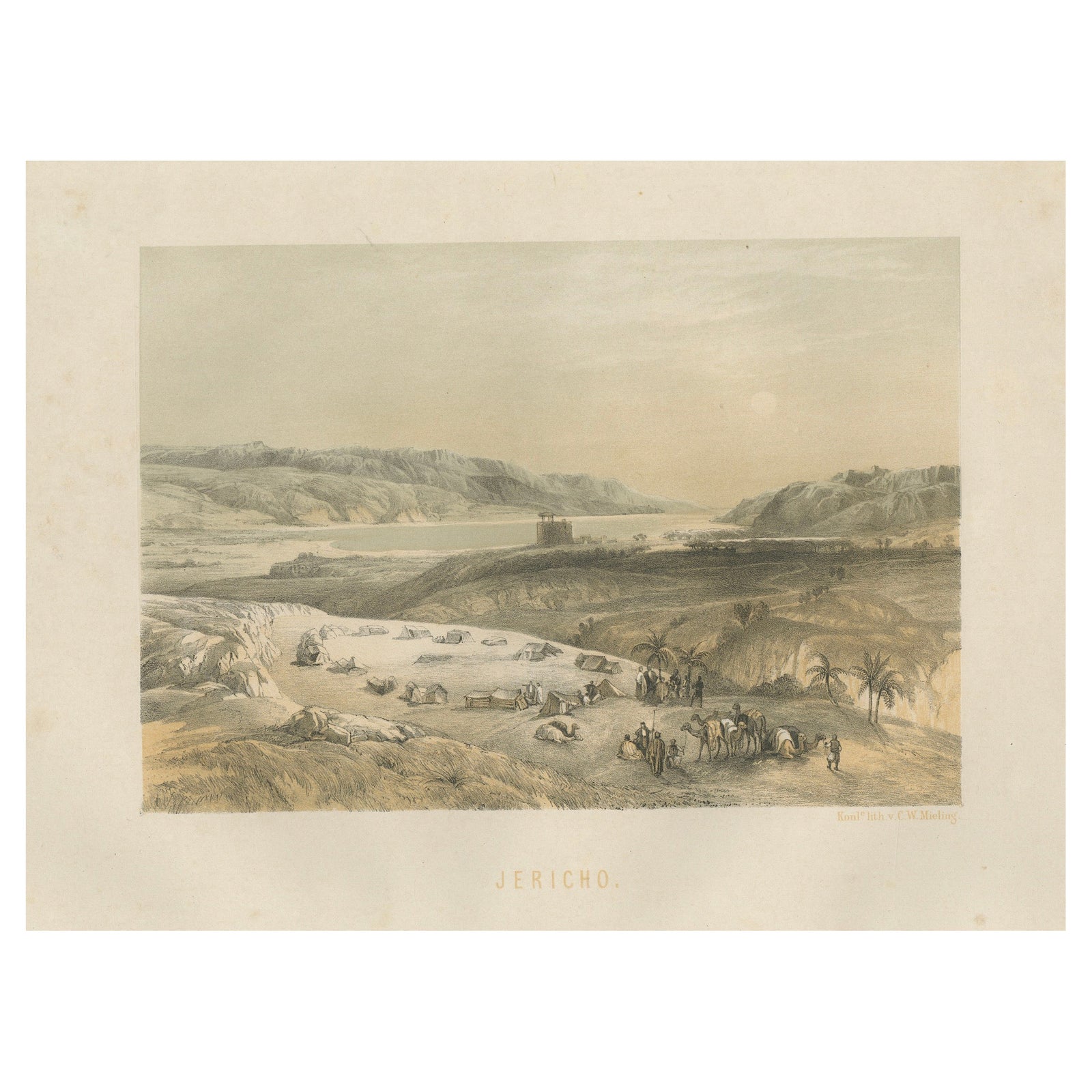 19th-Century Chromolithograph of Jericho, Biblical Landscape After David Robert