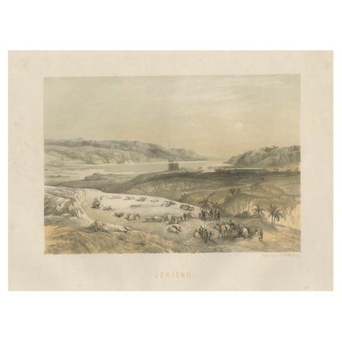 19th-Century Chromolithograph of Jericho, Biblical Landscape After David Robert