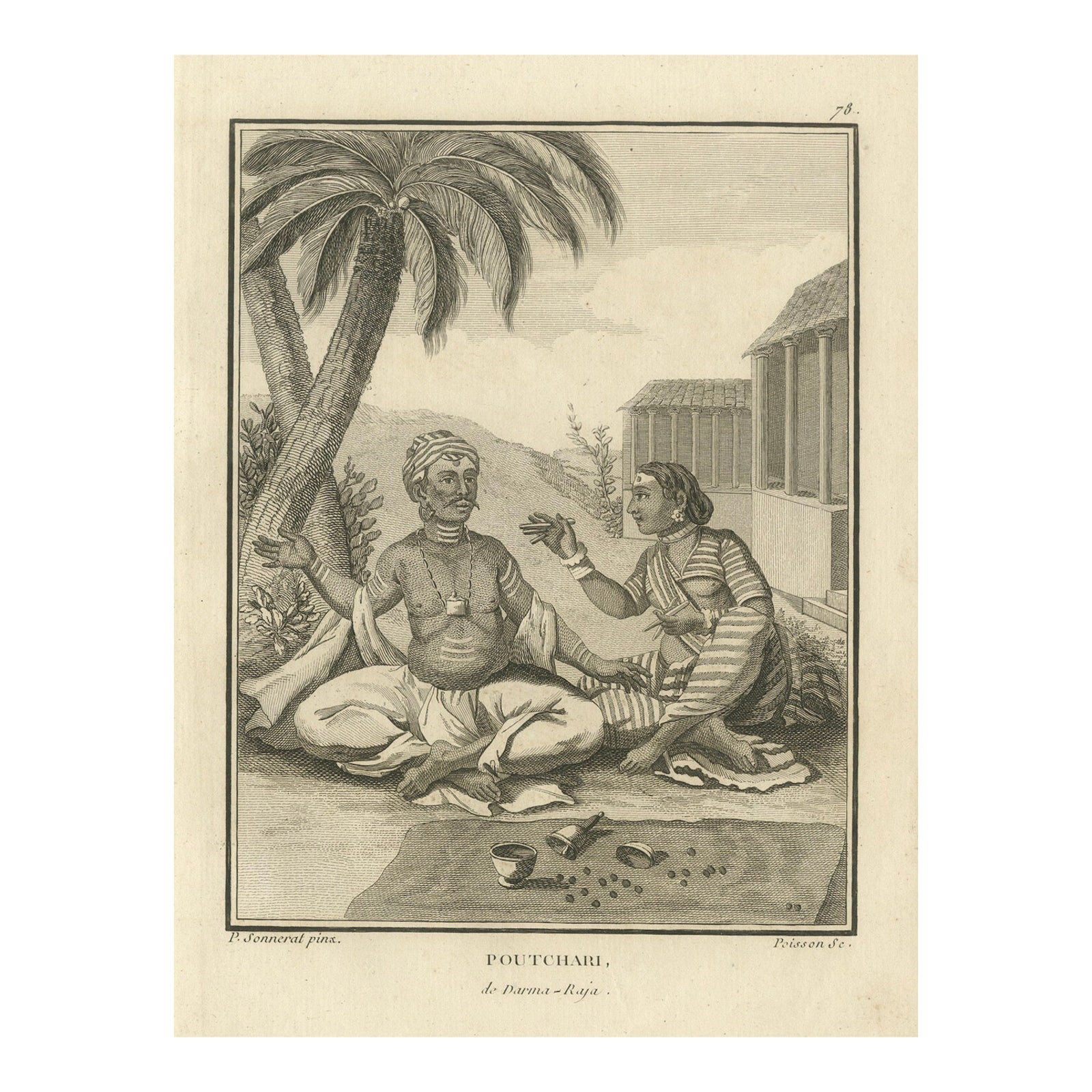 Hindu Couple with Ritual Implements, Poutchari of Darma Raja, 1806