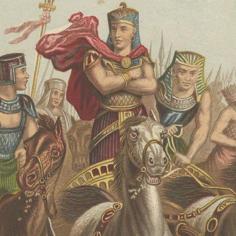 Antique Bible Print of the Pharaoh in Pursuit by Kronheim, 'c.1860', close-up 1
