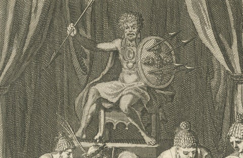 Marriage and Infant Rituals among the Mexicans, Engraving from 1734, close-up 3