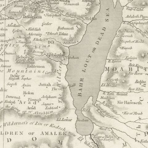 Antique Map of Palestine with the Twelve Tribes by Dower, circa 1835, close-up 4
