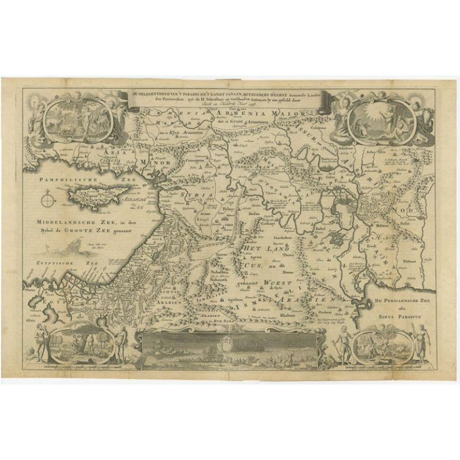 Antique Map of the Holy Land by Keur, 1748