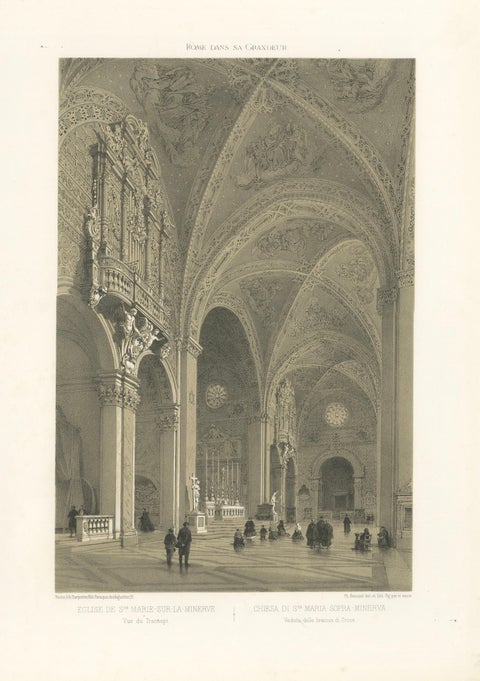 Santa Maria sopra Minerva, Rome, Gothic Church Interior, 1868, close-up 1