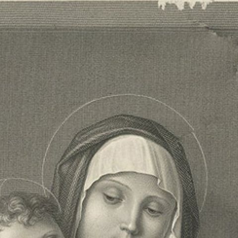 Antique Print of Mary Holding Jesus Christ, C.1880, close-up 2