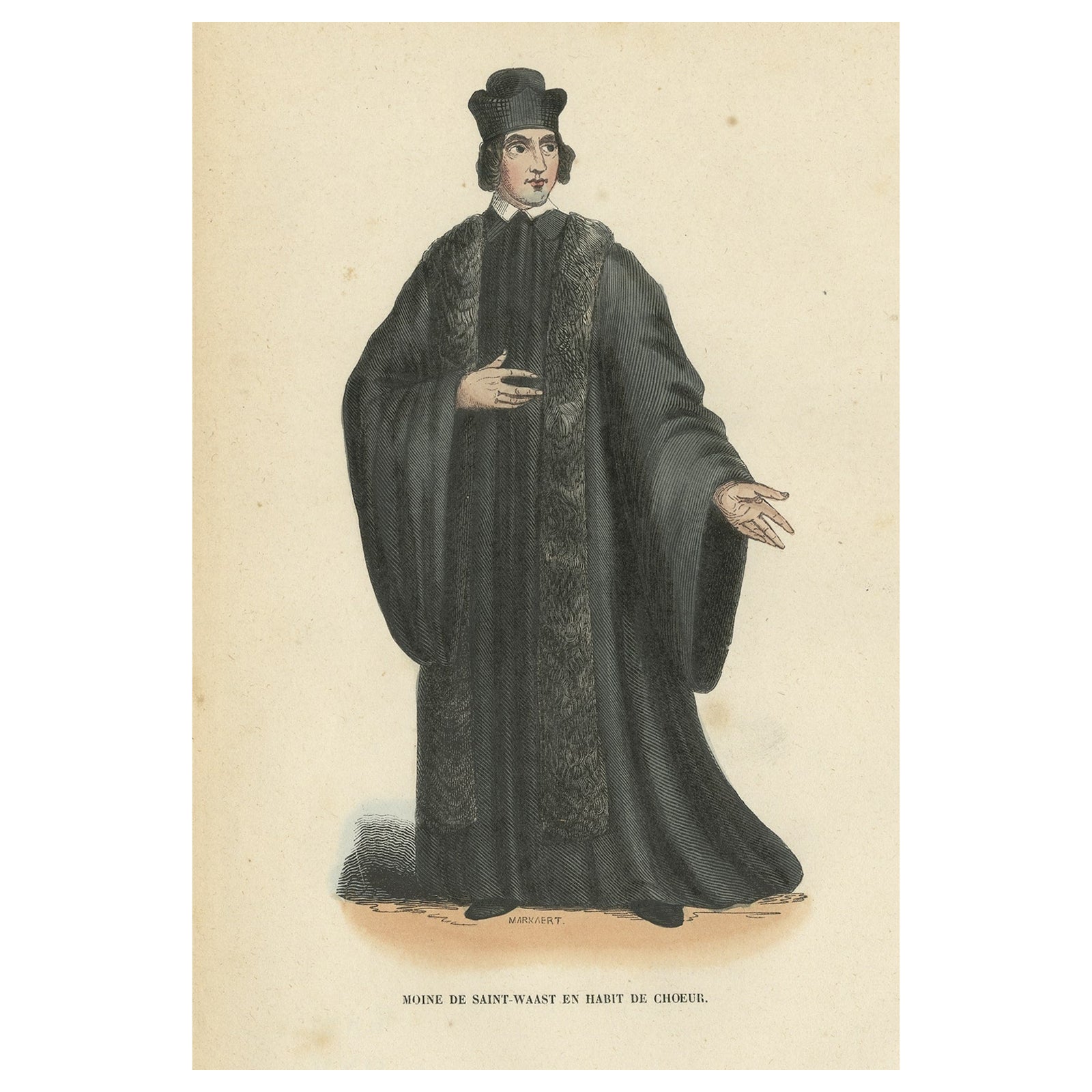 Antique Print of a Monk of the Alexians, 1845