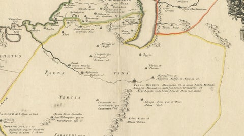 Antique Map Holy Land & Jerusalem, Patriarchatus Hierosolymitani, c1652, close-up 5