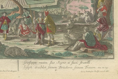 Optica Print of Joseph Relating His Dream to His Brothers, 1770, Biblical Scene, close-up 6