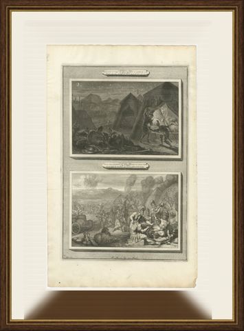 David Takes Saul's Spear and Defeats the Amalekites, Mortier circa 1700, shown framed
