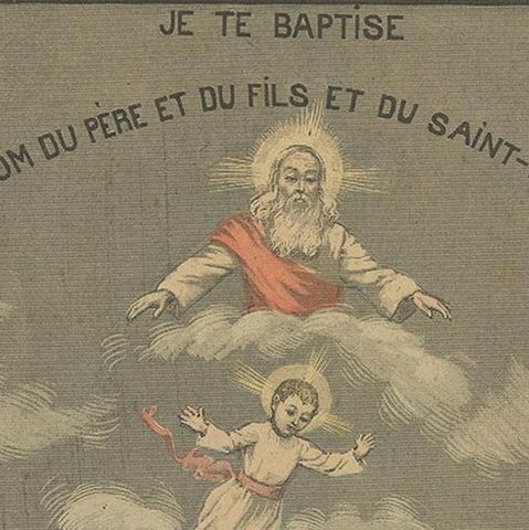 Antique Print of Baptism by Mouterde, circa 1900, close-up 1
