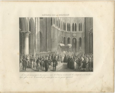 Restoration of Religion, Concordat Proclaimed, Antique Madou Lithograph, 1827, view 2