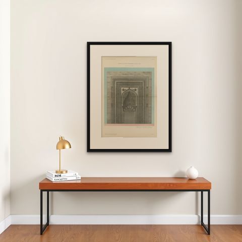 Sivas Gök Medrese Portal, Seljuk Islamic Architecture Print, Turkey 1924, shown framed on a wall, true to size