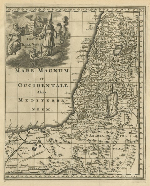 Original Antique Map of the Holy Land with Decorative Cartouche, view 3