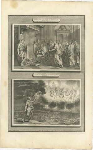 Jehoiakim Burns Jeremiah's Scroll and Ezekiel's Vision, Mortier, circa 1700