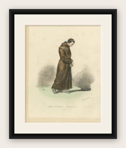 Passioniste, 1862 Litho of a Passionist Monk embodying Humility and Simplicity, shown framed