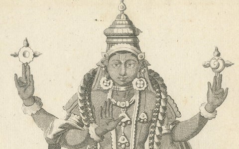 1806 Engraving: Vishnu's Divine Majesty in Hindu Iconography, close-up 5