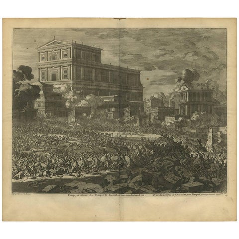 Antique Bible Print Pompey Conquers Jerusalem by J. Luyken, 1743