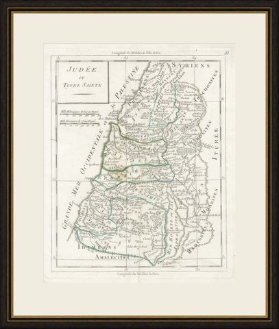 Antique Map of Judaea or the Holy Land with the Twelve Tribes, circa 1800, shown framed