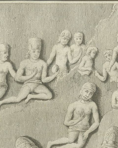 Elephanta Cave Sculpture at Station 7, Antique Niebuhr Print, 1780, close-up 3
