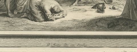 Job Hears of His Losses and Job Visited by His Friends, Mortier, circa 1700, close-up 1