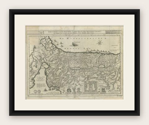 Antique Map of the Holy Land by Danckerts, c.1710, shown framed