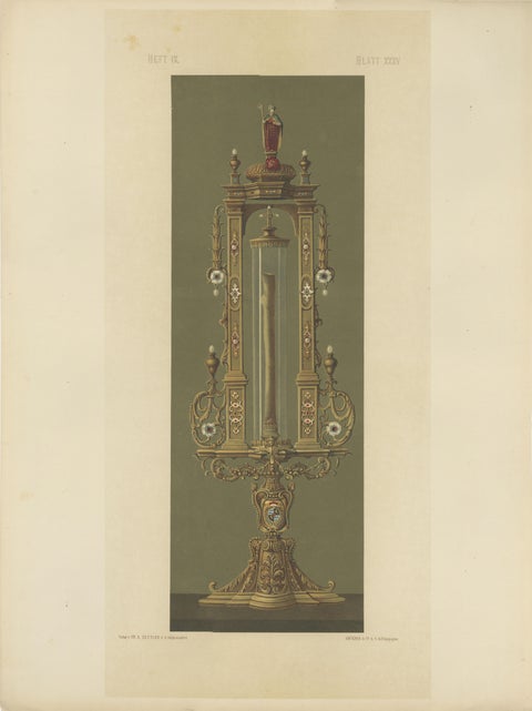 Pair Bavarian Royal Chapel Liturgical Objects Chromolithographs, Munich 1874, view 2