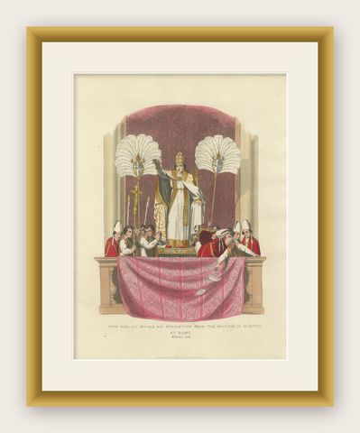 Pope Pius VII Giving His Benediction from St Peter’s Balcony, Engraved in 1819, shown framed