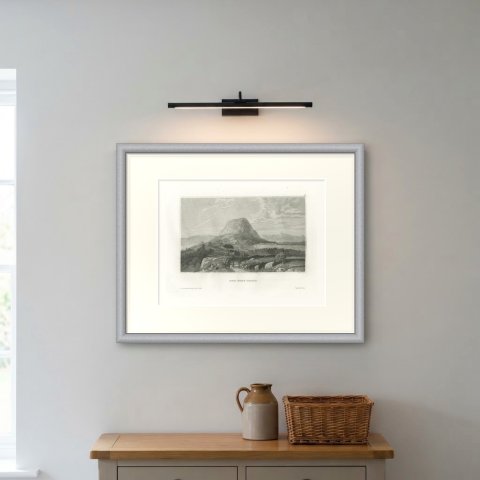 Antique Holy Land View of Mount Tabor in Galilee, Engraving, circa 1850, shown framed on a wall, true to size