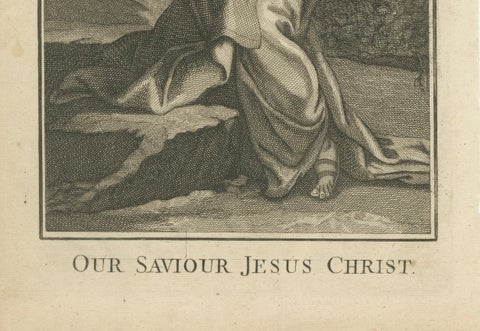 Jesus “I Am the Way”, John XIV Antique Engraving, c.1735, close-up 1
