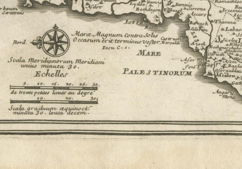 Antique Biblical Holy Land Map, Jerusalem, Palestine & Levant, De Fer 1703, view 9