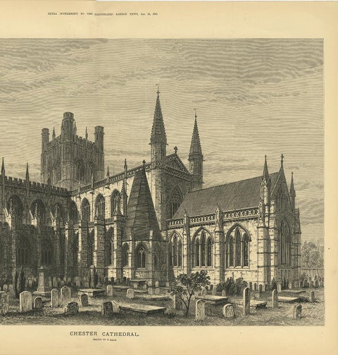 Antique Print of Chester Cathedral from the Illustrated London News, 1881, view 4