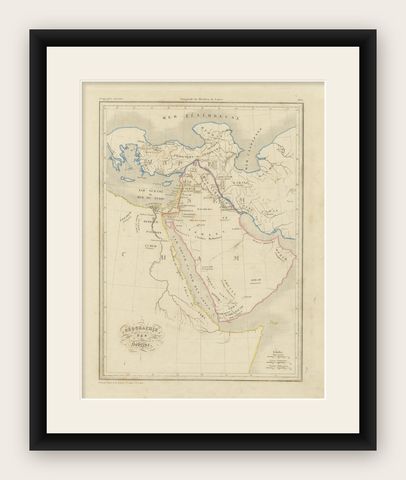 Antique Map of the Biblical Lands, Arabia and Canaan, Malte-Brun c.1820, shown framed