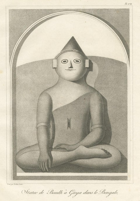 Antique Print of the Great Buddha Statue 'Bodh Gaya' by Symes '1800', view 4