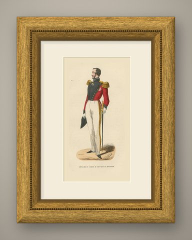 Knight of Saint John of Jerusalem, Costume of the Order, Wood Engraving, 1844, shown framed