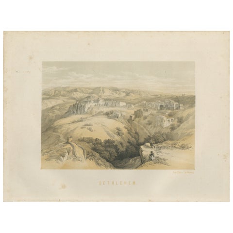 19th-Century Chromolithograph of Bethlehem, Biblical Landscape of 1862