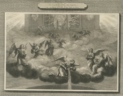 Antique Biblical Engravings, Mortier Amsterdam, Apocalypse Cycle, c.1700, close-up 4