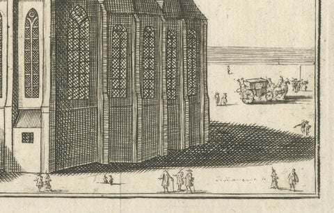 1720 Etching of St. Christopher's Cathedral in Roermond by Jacobus Harrewijn, close-up 2