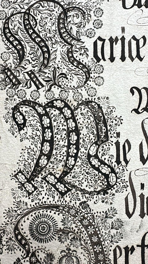 Unique 18th c. German Manuscript Broadside, Virgin Mary Devotional Poem, c.1750, view 9
