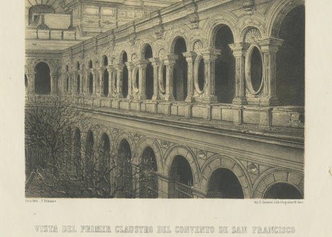 Antique lithograph views of Lima, Penitentiary & San Francisco Convent, 1865, close-up 3