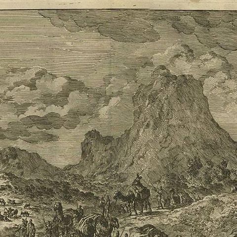 Antique Bible Print Joseph sold by his Brothers by J. Luyken, 1743, close-up 1