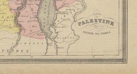 Palestine Divided into Tribes Map with Ancient Jerusalem, Paris, c.1850, close-up 6