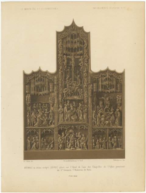 Carved Oak Retable of 1500, Saint Germain l'Auxerrois, Paris, 1851, view 2