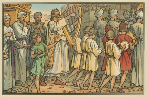 Antique Religion Print of David Dancing Before the Ark, 1913, view 3