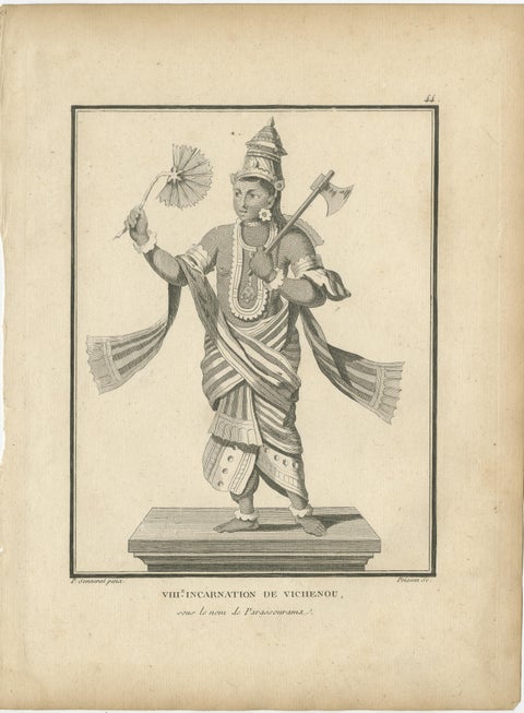 Rare 1806 Krishna Vishnu Avatar Antique Print, Hindu Engraving Collectible, view 2