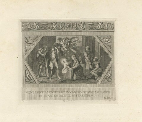 Antique Religion Engraving Illustrating Vatican Frescos Painted by Raphael, 1850, close-up 2