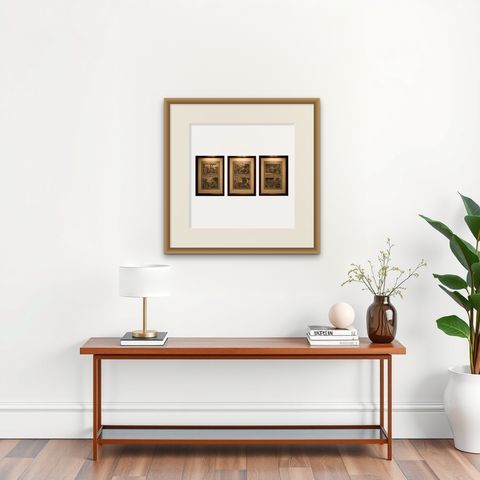 Antique Biblical Engravings, Mortier Amsterdam, Joseph Cycle, c.1700, shown framed on a wall, true to size
