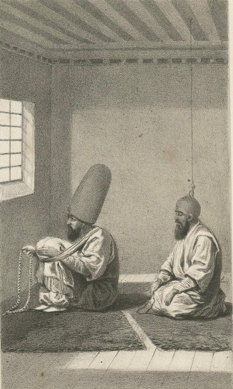 Islamic Sufi Ritual Print The Tschillé and the Dausa, 1863 Dutch Lithograph, close-up 4
